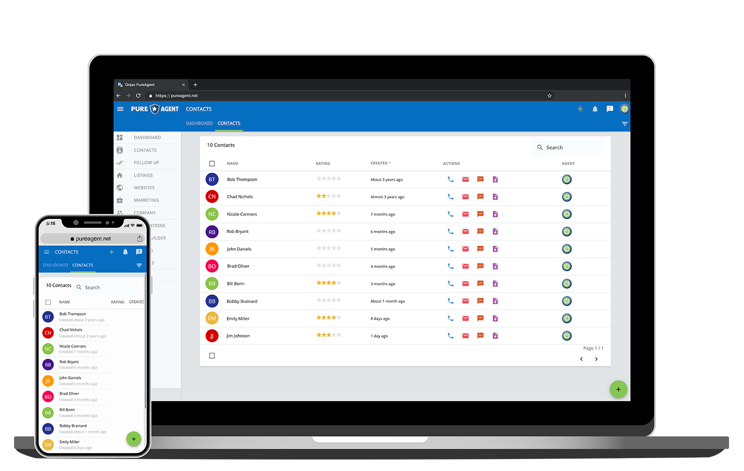PureAgent CRM on laptop